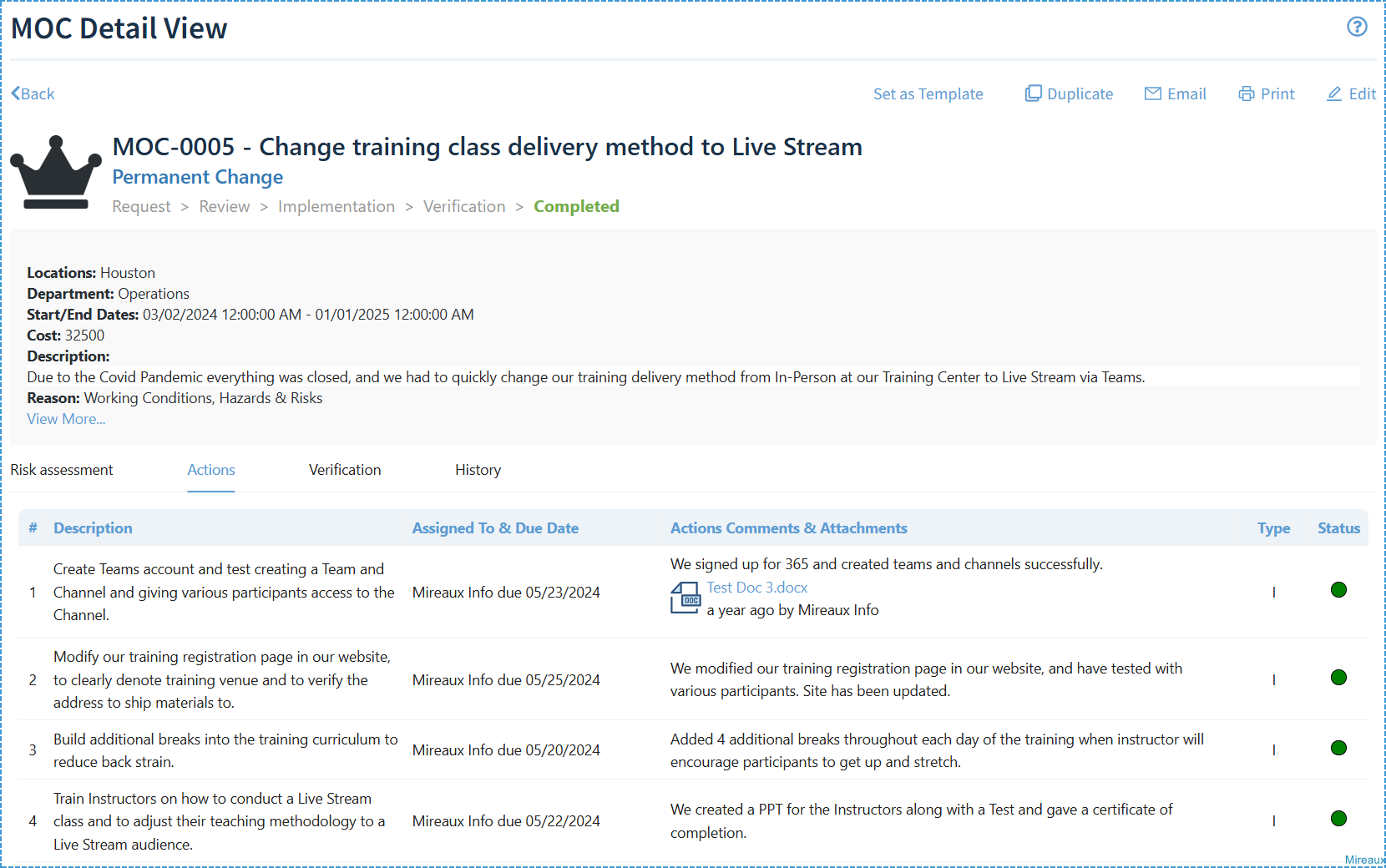 screenshot of Web QMS